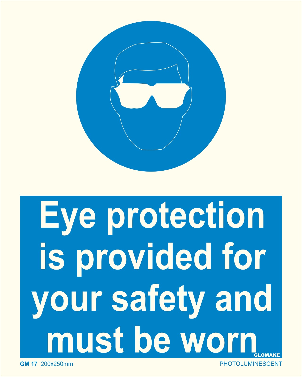 EYE PROTECTION IS PROVIDED FOR YOUR SAFETY AND MUST BE WORN 
(GM 17)